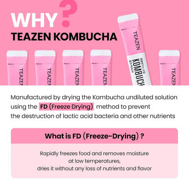 Teazen Kombucha Lemon Peach Flavor 2 Pack with Classic Eco Bottle (Kombucha Powder 20 Sticks Eco Bottle 1EA x 11.8oz)