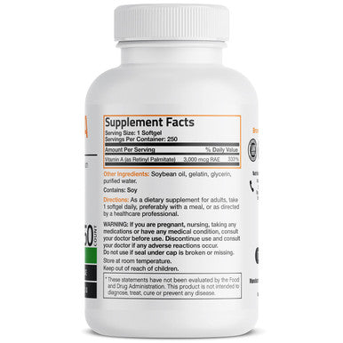 Bronson Vitamin A 10,000 Iu Premium Non-Gmo Formula Supports Healthy Vision & Immune System And Healthy Growth & Reproduction, 250 Softgels