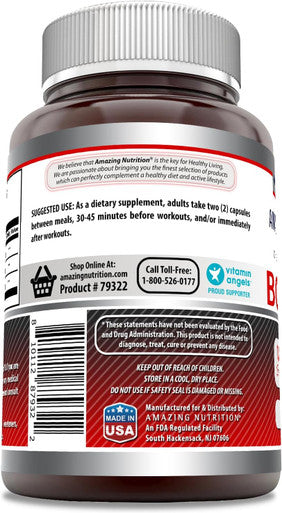 Amazing Nutrition Formulas BCAA 2:1:1 1000 Mg Per Serving | Capsules Supplement | Branched Chain Amino Acids | Made in USA (1 Pack 500 Count)