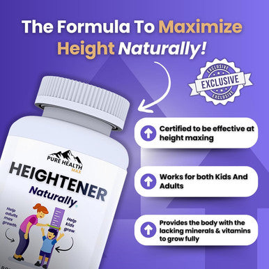 Heightener Natural Height Growth Supplement For Kids Teens And Adults To Increase Bone Strength And Grow Taller Height Maximizer Pills With L Arginine Calcium and Zinc 60 Capsules