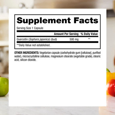 Webber Naturals Quercetin Supplement 500 mg Per Pill 140 Vegetarian Capsules PlantBased Immune Support Antioxidant Supplement Gluten and Dairy NonGMO Suitable for Vegans