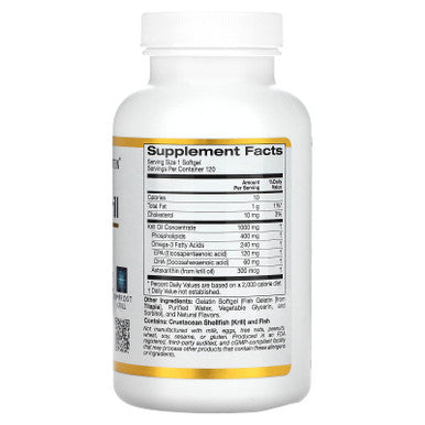 California Gold Nutrition Antarctic Krill Oil Omega-3 Phospholipids With Naturally Occurring Astaxanthin Natural Strawberry & Lemon Flavor Non Gmo, 1,000 Mg 120 Fish Gelatin Softgels