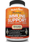 Nutrivein Immune Support - Boost Your Immune System with Elderberry, Zinc, Vitamin C, Garlic & Echinacea Prebiotics - 1600MG Daily Dose - Supports Healthy Lifestyle and Relief - 60 Capsules