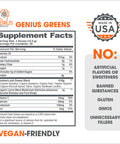 Genius Super Greens Superfood Powder, Nootropic Supplement - Organic Spirulina Powder with Lions Mane, Kale, Spinach & Antioxidants - Juice & Smoothie Mix for Energy, Immunity & Gut Health