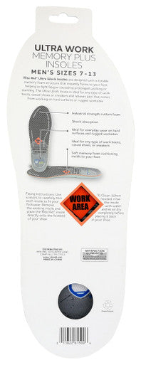 Rite Aid Ultra Work Memory Plus Insoles For Men - Sizes 7-13 | Memory Foam| Shock Absorbing Arch Support Boot Insole