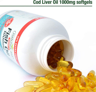 Natures Aid Fish Oil 1000mg | Omega 3 (180mg Epa & 120mg Dha) | Made In The UK 120 Softgels for The Price of 90 120 Capsules