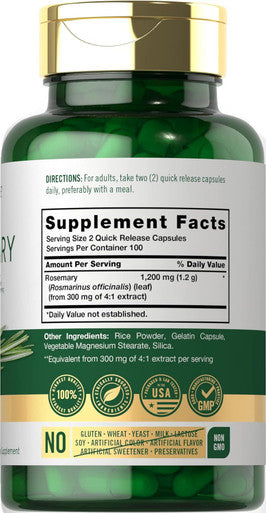 Carlyle Rosemary Capsules | 1200mg | 200 Count | Non-GMO & Gluten Extract