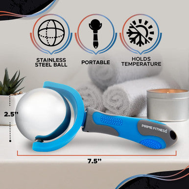 Prime Fitness Cold Massage Roller Ball Cold Therapy Ice Roller Ball With Handle Cryo Stick Relieve Muscle Pain (Blue)