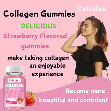 Collagen Gummies Hair, Skin & Nails Gummies With Biotin And Collagen, Vitamin C, E, & Zinc Strawberry Flavored Collagen Gummies For Women Strawberry Flavored 120 Gummies