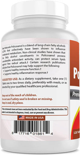 Best Naturals Policosanol 40mg 120 Tablets - Promotes Healthy Cardiovascular Function