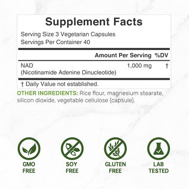 Nad+ Supplement 1,000Mg Per Serving, 120 Veggie Capsules ÃƒÂ¢Ã¢â€šÂ¬Ã¢â‚¬Å“ Extra Strength Nad Booster ÃƒÂ¢Ã¢â€šÂ¬Ã¢â‚¬Å“ Healthy Aging, Energy, & Brain Support ÃƒÂ¢Ã¢â€šÂ¬Ã¢â‚¬Å“ Similar To Nicotinamide Riboside ÃƒÂ¢Ã¢â€šÂ¬Ã¢â‚¬Å“ Non-Gmo