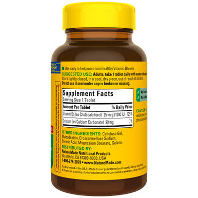 Nature Made Vitamin D3 1000 Iu (25 Mcg) Dietary Supplement For Bone Teeth Muscle And Immune Health Support 300 Tablets 300 Day Supply