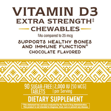 Nature'S Way Vitamin D3 Extra Strength, Sugar-Free, Chocolate Flavored, 90 Chewables