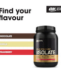 Optimum Nutrition On Gold Standard 100% Isolate Pure Whey Protein Naturally Occurring Bcaas And Glutamine Pre And Post Workout Strawberry Flavour 31 Servings 930 G