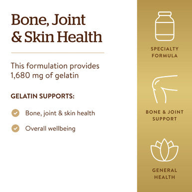 Solgar Gelatin 1680 Mg 100 Capsules - Natural Gelatin - Supports Bone Joint & Skin Health - Gluten Free Dairy Free - 33 Servings