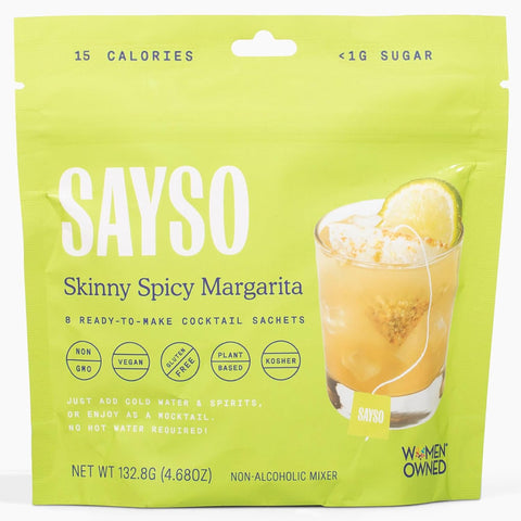 SAYSO Variety Pack | Skinny Mix: Spicy Margarita, Cardamom Paloma, Hibiscus Cosmopolitan & Honey Rosemary Moscow Mule - Craft Cocktail & Mocktail Mixers (Low-Calorie & Low Sugar), 8-Pack Assorted