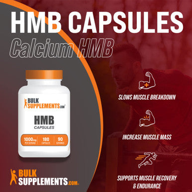 BulkSupplements HMB Capsules (-Hydroxy -Methylbutyrate) - HMB Supplement for Muscle Recovery & Endurance - Calcium HMB - 1000mg - 3-Month Supply (180 Capsules)