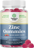 Natures Craft Extra Strength Zinc Gummies for Adults - Chewable Zinc Citrate 50mg Immunity Gummies for Adults - Kosher Halal Gluten and Gelatin Non-GMO Nut Great Tasting Zinc Gummies Adult Formula