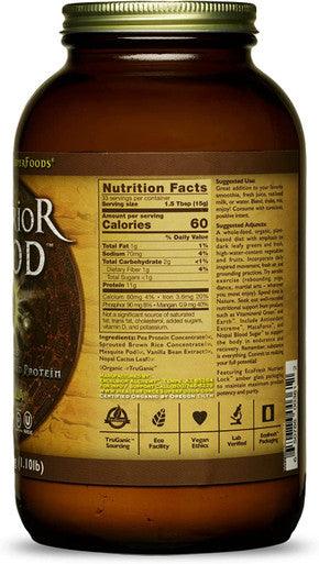HEALTHFORCE SUPERFOODS Warrior Food, Vanilla - 500 Grams - Plant-Based Protein Powder with Minerals & Pea Protein - Certified Organic, Vegan, Non-GMO, Soy Free, Gluten Free, Sugar Free - 25 Servings