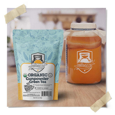Fermentaholics Usda Organic Loose-Leaf Gunpowder Green Tea - Perfect For Homebrewing Kombucha Hot Tea And Iced Tea - Ou her Premium Taste Aroma And Flavor