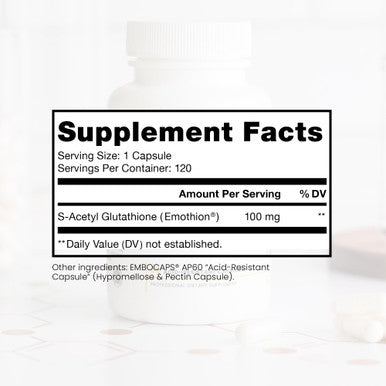 Pure TheraPro Rx S Acetyl Glutathione Gold 100mg Made in USA 4 Month Supply Acid Resistant Capsules Patented Acetylated Form of Glutathione Zero Fillers Pharmaceutical Grade Non GMO