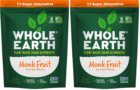Whole Earth Sweetener Co. Stevia & Monk Fruit Sweetener, Erythritol Sweetener, Stevia Packets, Sugar Substitute, Natural Sweetener, 400 Count