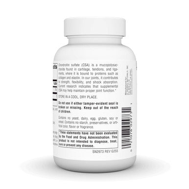 Source Naturals, Chondroitin Sulfate 600mg 60 Count