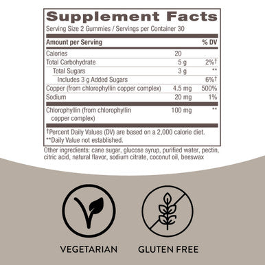 Nature'S Way Chlorophyll Gummies, Internal Deodorant*, Supports Healthy Skin And Body Detox*, Orchard Fruit Flavored, 60 Gummies