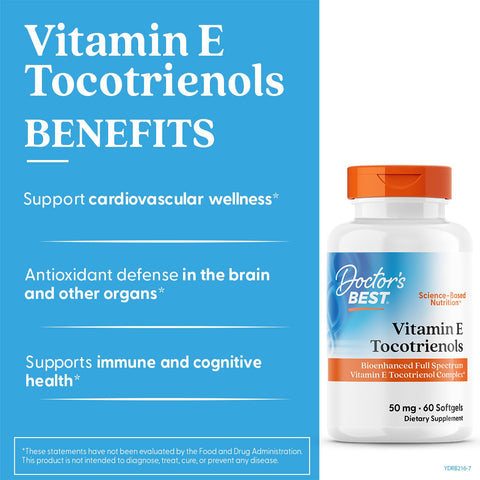 Doctor'S Best Vitamin E Tocotrienols Contains Tocogaia Ultra Bioenhanced Full Spectrum Vitamin E Complex 60 Count
