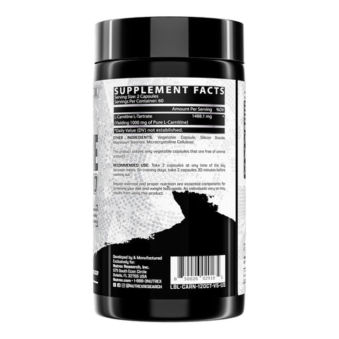 Nutrex Research Lipo-6 L Carnitine 1000Mg Pure L-Carnitine Tartrate Supports Fat Metabolism Energy Stimulant Free Weight Management Supplement Keto Friendly 120 Capsules