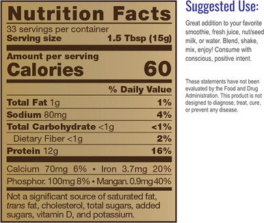 HEALTHFORCE SUPERFOODS Warrior Food, Natural - 500 Grams - Plant-Based Protein Powder with Minerals & Pea Protein - Certified Organic, Vegan, Non-GMO, Soy Free, Gluten Free, Sugar Free - 25 Servings
