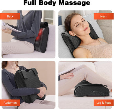 Back Massager With Heat, Percussion & Shiatsu 2-In-1 Massager For Lower Back Pain Relief, 3D Deep Tissue Kneading Massage Pillow For Back, Waist, Leg, Foot Relax, Gifts For Dad R9 V11
