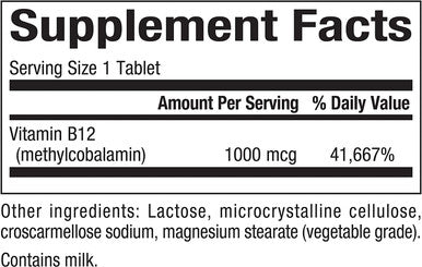 Natural Factors Vitamin B12 Methylcobalamin 1000 mcg Chewable Support for Energy and Immune Health Vegetarian 180 tablets 180 Tablets