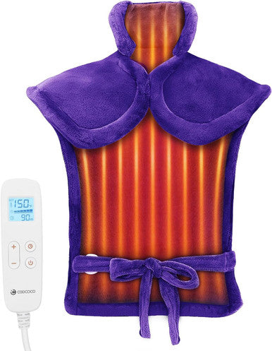 Heating Pad For Back Pain Relief, Coococo Electric Heated Neck & Shoulder Wrap, Cute Heat Pad With 6 Heat Levels, Valentines Day Gifts For Grandma Women Mom Wife Girlfriend, Fsa Hsa Eligible, Purple
