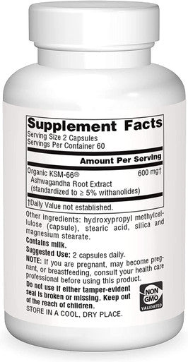 Planetary Herbals KSM-66 Ashwagandha Root Extract 600 mg - 120 Vegetarian Capsules