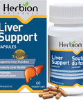 Herbion Naturals Liver Support With Milk Thistle, 60 caps Herbal Liver Detoxifier, Cleanser, Protects and Strengthens Liver Health, Promotes Healthy Liver Function