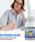 Premium Choline 500 mg 120 Veggie Capsules by Doctor Recommended Supplements Supports Cognitive Health Memory More