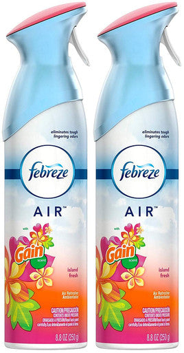 Febreze Air Freshener Spray - Gain Island Fresh - Net Wt. 8.8 Oz (250 G) Per Bottle - Pack Of 2 Bottles