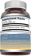 Amazing Nutrition Formulas Magnesium Citrate 200 Mg | Tablets Supplement | Non-GMO | Gluten | Made in USA (1 Pack 240 Count)