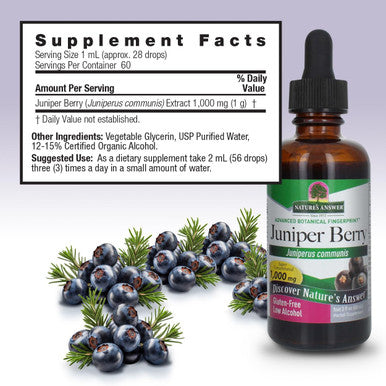 Nature'S Answer Juniper Berry Supplement with Organic Alcohol 2-Fluid Ounces | Urinary Tract Support | Promotes Healthy Kidneys