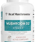 Real Mushrooms Vitamin D2 from Shiitake and Agaricus Vegan MushroomBased D Supplement Vitamins for Overall Wellness Support Organic NonGMO 1000 IU 120 Count Functional Mushroom