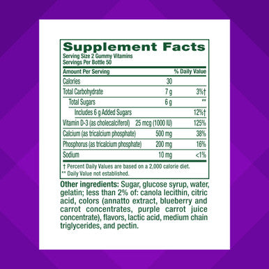 Vitafusion Chewable Calcium Gummy Vitamins For Bone And Teeth Support Fruit And Cream Flavored 50 Day Supply 100 Count