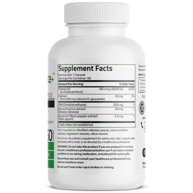 Bronson Dim Balance+ Calcium D-Glucarate, Broccoli Sprouts And Vitamin D3 200 Mg Of Dim Per Capsule Supports Estrogen Metabolism And Balanced Hormone Levels Non-Gmo, 60 Vegetarian Capsules
