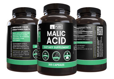 PURE ORIGINAL INGREDIENTS Malic Acid (365 Capsules) No Magnesium Or Rice Fillers, Always Pure, Lab Verified