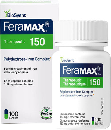 FeraMAX Pd 150 Iron Supplement - Once Daily High Dose Iron Supplement No.1 Recommended Treatment for Iron Deficiency Anemia - 150mg of Elemental Iron per Capsule, 100 Capsules