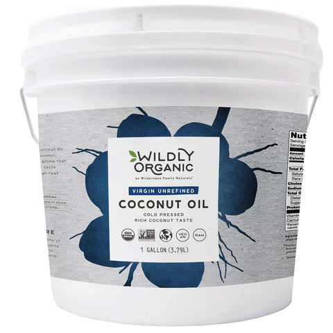 Wildly Organic Virgin Unrefined Cold Pressed Coconut Oil 14 Fl Oz - Organic, Raw, Non-GMO, Vegan, Pet-Safe, Rich Coconut Flavor/Aroma - Perfect for Skin, Hair, Cooking, & Baking - BPA-Free Container