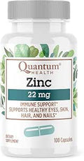 Quantum Health Zinc Gluconate 22mg Daily Immunity Boost Supplement Supports Energy Healthy Eyes Hair Skin and Nails Essential Mineral Immune Support for Women and Men 100 Capsules