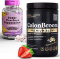 Colonbroom Premium Psyllium Husk Powder Sugar Craving Suppressant - Chromium Picolinate 200Mcg, 2 Items - Colon Cleanser Supplement (60 Servings) + Sugar Craving Suppressant (60 Servings)