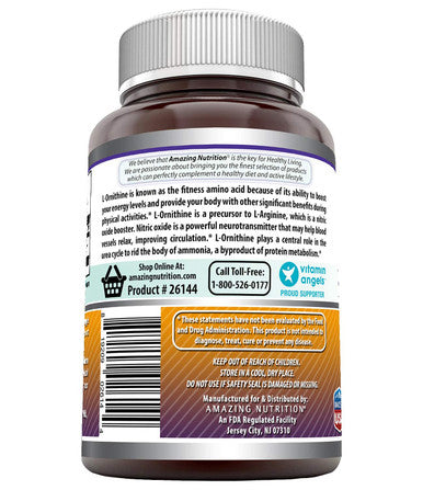 Amazing Formulas L-Ornithine 1500 Mg Per Serving Veggie Capsules Supplement | Non-Gmo | Gluten Free | Made In Usa (120 Count)