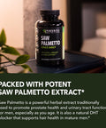Saw Palmetto For Men Prostate Health Supplement To Promote Urinary Tract Function - 500Mg Per Serving - 100 Count - Dht Blocker Hair Vitamin - Vegan, Non-Gmo Capsules, Over 3 Month Supply